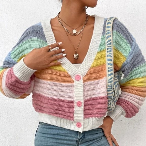 Colorblock Button down Cardigan - Picture 6 of 9